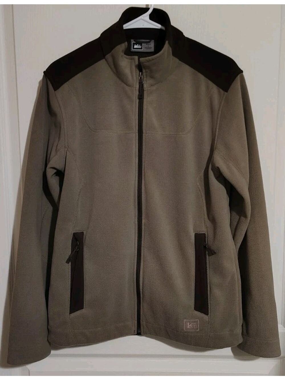 REI Jacket Mens Size Small Brown Fleece Zipper Front And Pockets Hiking Outdoors